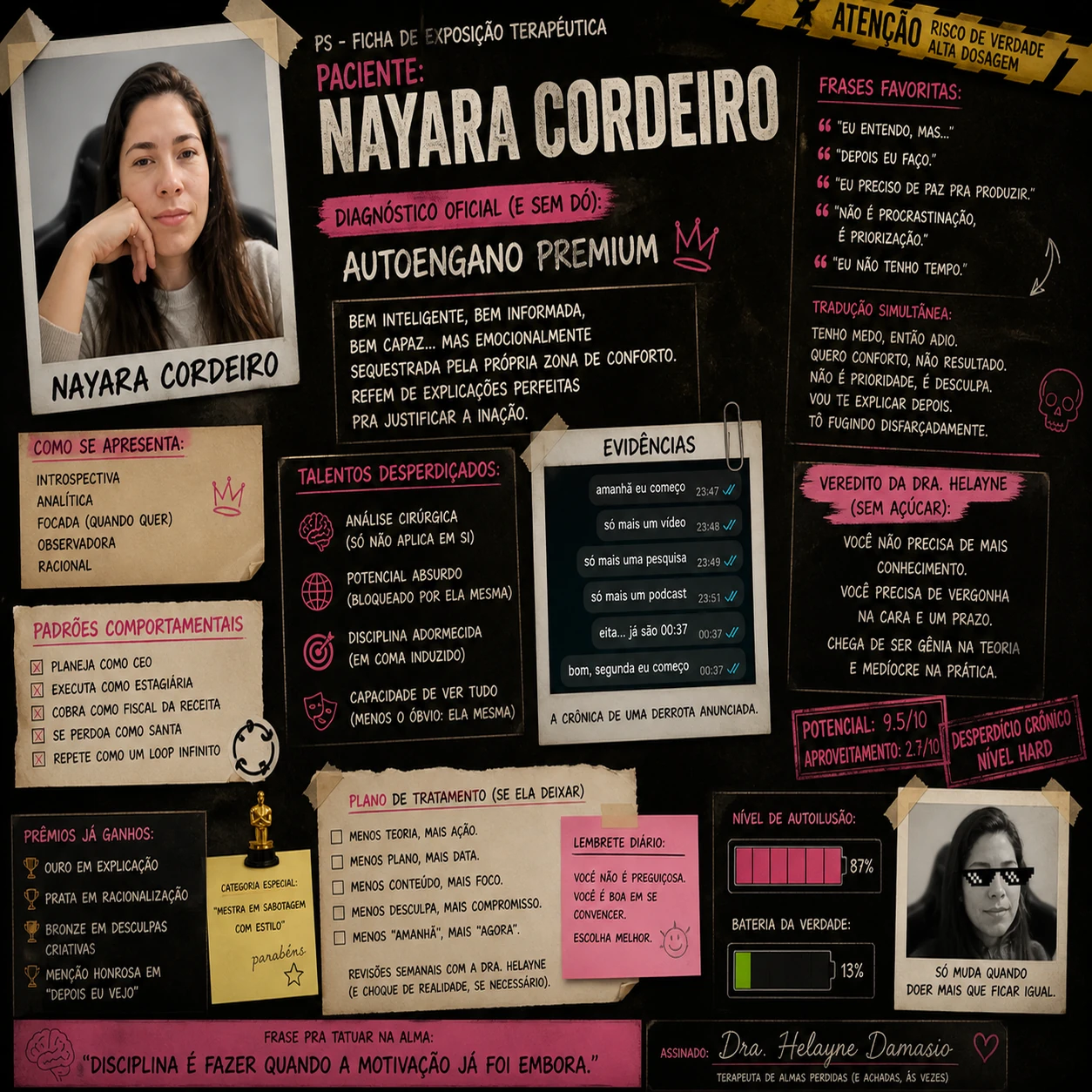 Ficha terapêutica de Nayara Cordeiro com — Nayara. Mapeando a linguagem que molda a identidade e o futuro.
