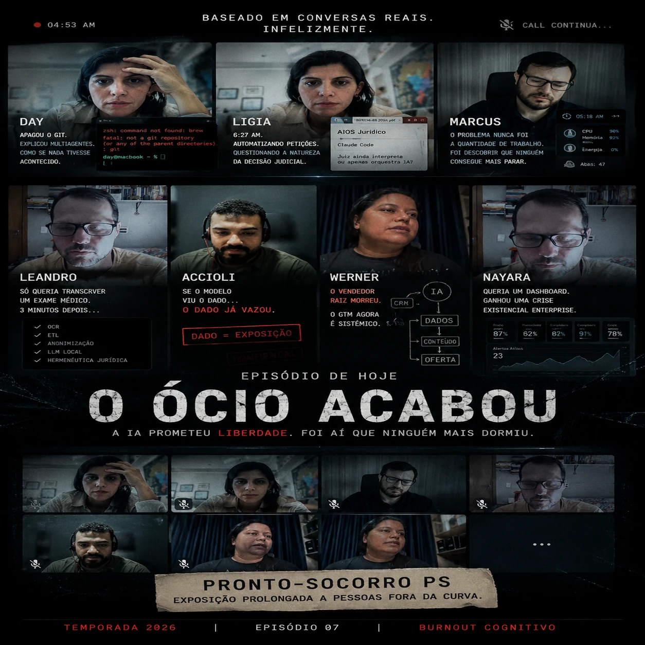 Diversos personagens em um ambiente digital — Nayara. A mente que transforma palavras em estruturas de realidade.