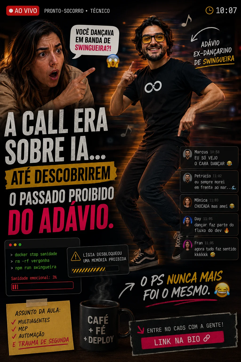 Adávio Tittoni ao vivo na central de DevOps — Ao vivo. Adávio no plantão do Pronto Socorro.