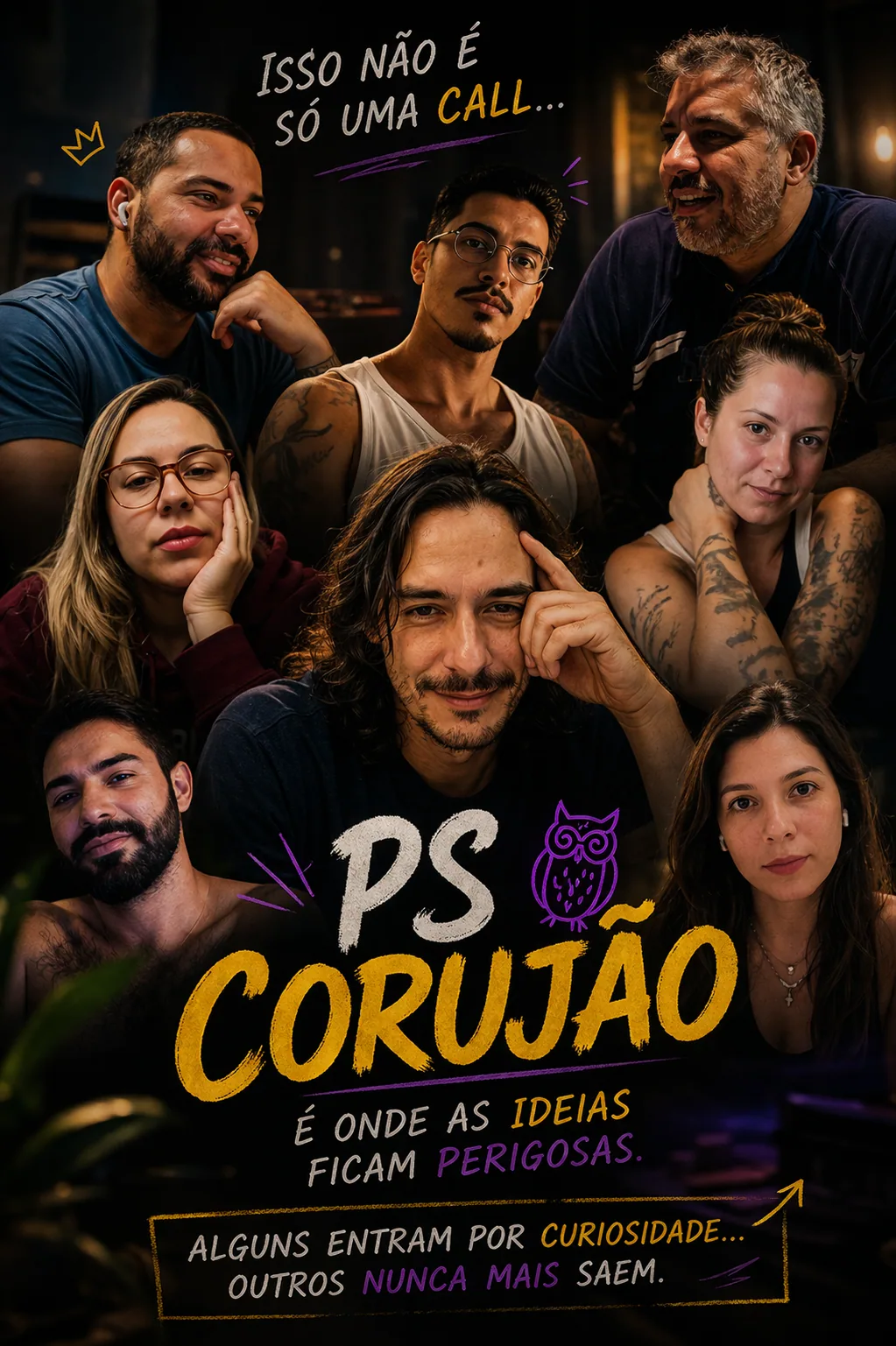 Corujão em sessão — Sessão Corujão em andamento, madrugada adentro, comunidade acordada.